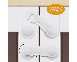 2 Deur Ladeslot voor Kast, Koelkast - Kinderslot - Baby Safety – Lock – Babylock - Veiligheidshaakje – Babyslot - Deuren - Baby - Peuter – Safty-Kinderbeveiliging -  Kastenvergrendeling - Kastdeur Grendel – Kastbeveiliging Kleur: Wit