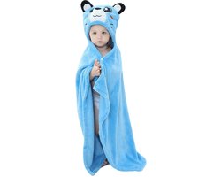 BoefieBoef Baby Kinderdeken Beer – Multifunctionele Flanellen Fleece Badcape, Wikkelcape en Speelkleed – 70x100 cm – Uniek Kraamcadeau en Kerstcadeau Baby en Peuter – Babykleedje met Dierenprint – Carnaval Kostuum of Knuffeldeken – jongens en meisjes
