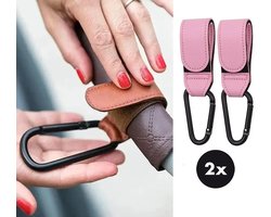 Actie4you® - Tassenhaak Kinderwagen - Buggy Haakjes - Babywagen - Haakjes voor tassen – Klittenband Haak – Verstelbare Haak - Set van 2 – Roze