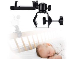Dailygoods - Dailygoody - Universele babyfoonhouder - Flexibele montage - Zwart - Geschikt voor wieg en wandplank - Voor babycamera - Veilig zicht op je baby